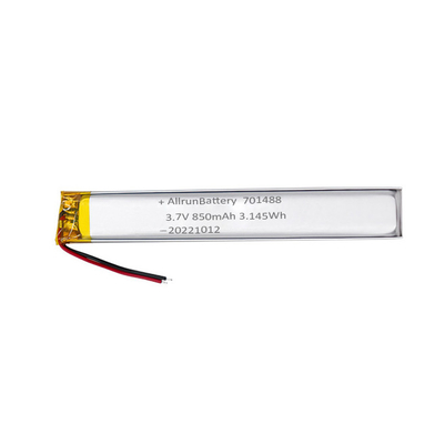 3.7V 850mAh 701488 Custom Lipo Battery Pack ضيق للغاية للأجهزة الطبية