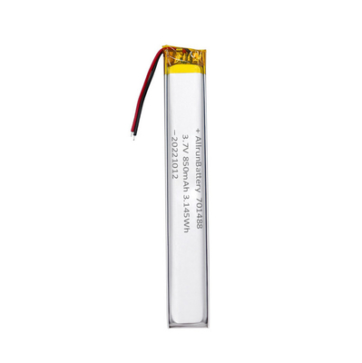 3.7V 850mAh 701488 Custom Lipo Battery Pack ضيق للغاية للأجهزة الطبية