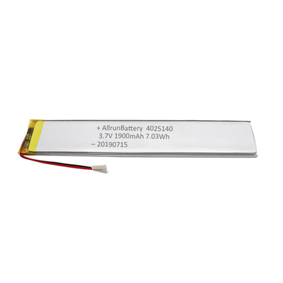 1900mAh 3.7 V العادة LiPo بطارية ضيقة للغاية قابلة لإعادة الشحن موثوقية عالية