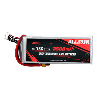 3S 3500mAh 11.1 V عالية التفريغ حزمة بطارية LiPo بطارية 75C Li Polymer