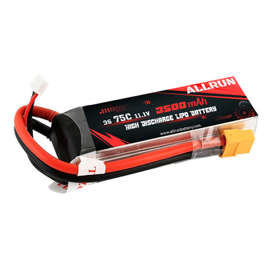 3S 3500mAh 11.1 V عالية التفريغ حزمة بطارية LiPo بطارية 75C Li Polymer