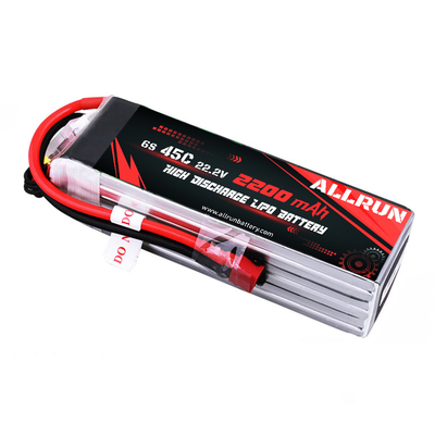 المعدات الطبية 45C 6S 22.2V 2200mAh حزمة بطارية LiPo عالية التفريغ