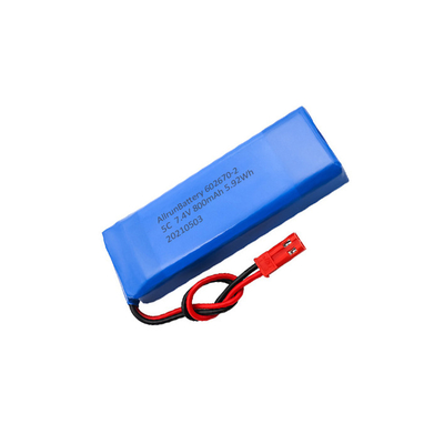 بطارية ليثيوم طبية 5C 2S1P 7.4 V 800mAh LiPo Battery Pack