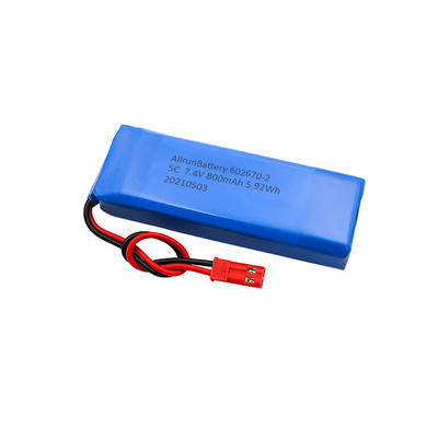 بطارية ليثيوم طبية 5C 2S1P 7.4 V 800mAh LiPo Battery Pack